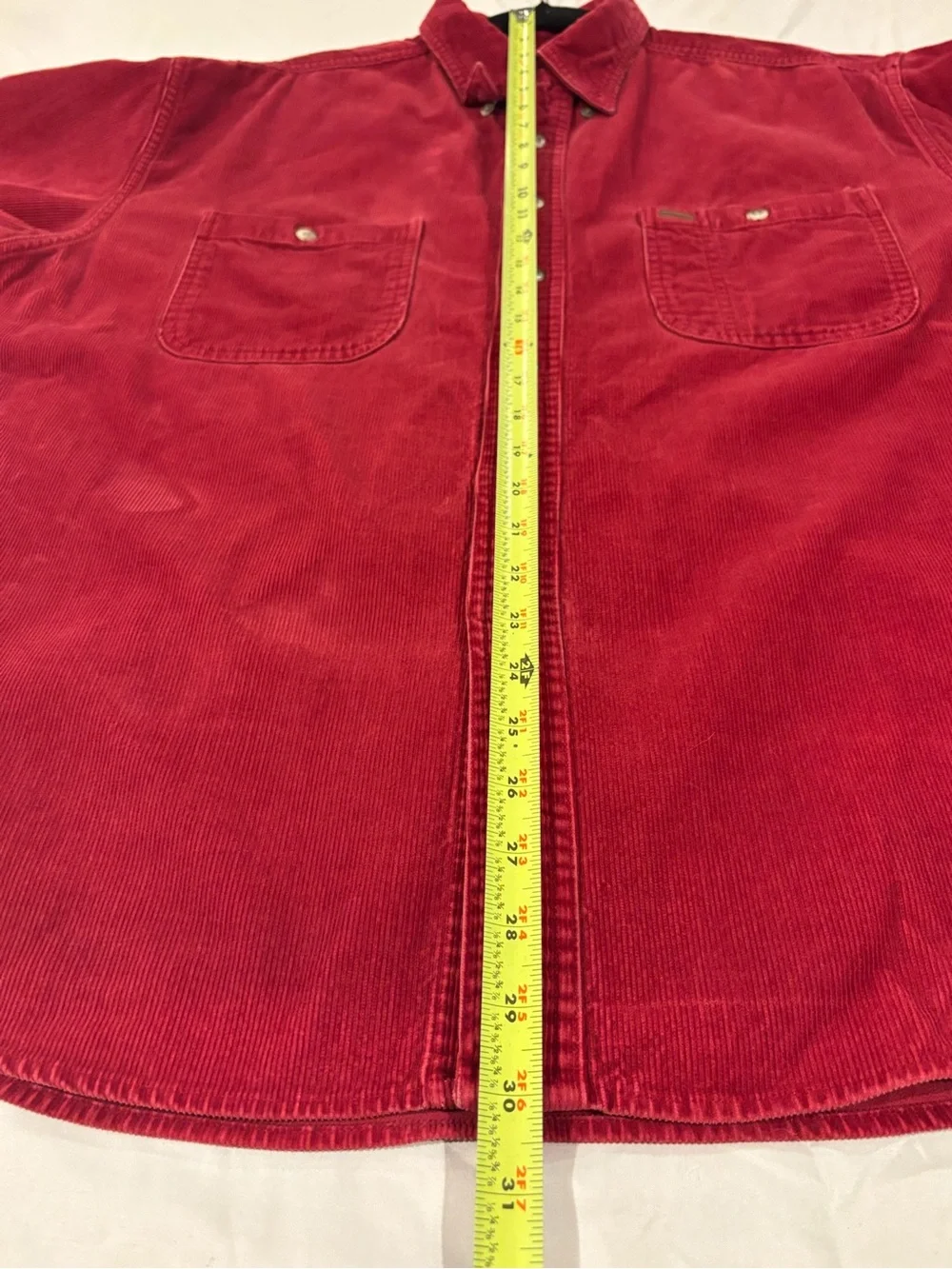 Vintage Unisex St. John's Bay Red Corduroy Button-Down Shirt cozy layer classic